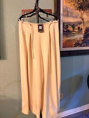 By Nancy Style T2566 Cream Wide-Leg Palazzo Trousers